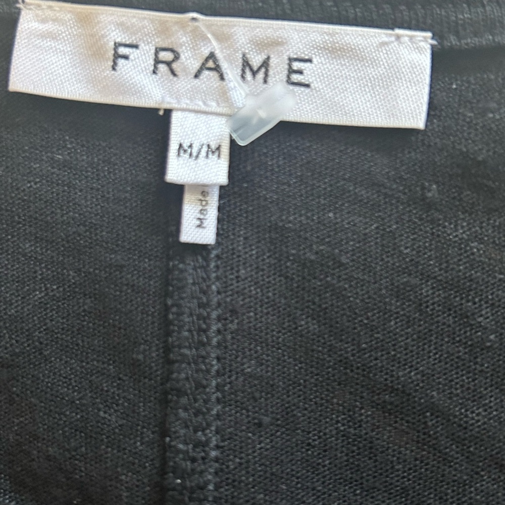 NWT Frame Linen black long sleeve shirt, ruched center. Womens size medium. - Picture 5 of 7